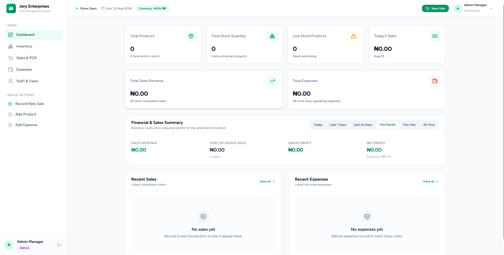 Jeryn Enterprises POS & Inventory System interface preview